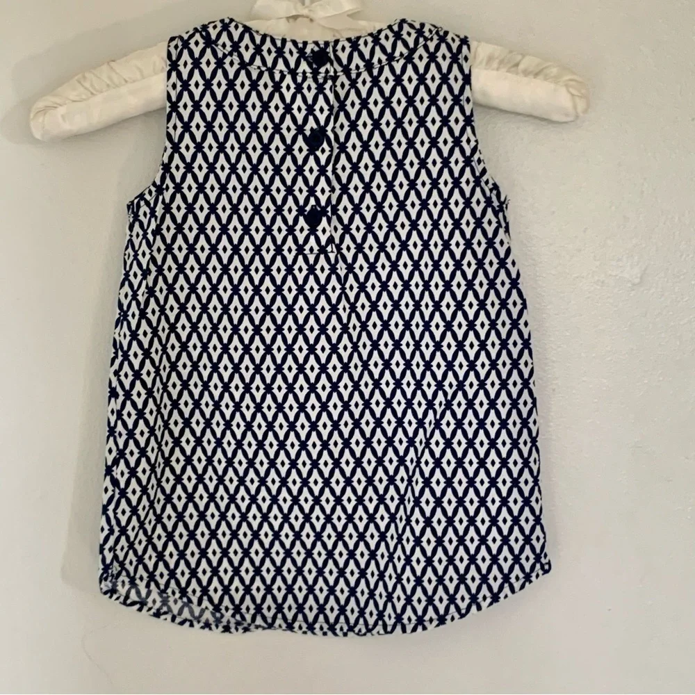 Carter's Toddler Girls Cotton Dress Pom Pom Boho Colorful Print Blue White Sz 4T